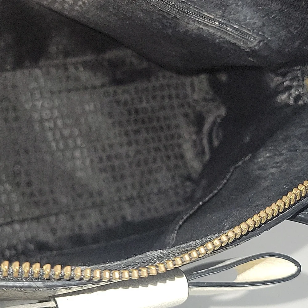 kate spade Black Leather Satchel with Ivory Bow Accent